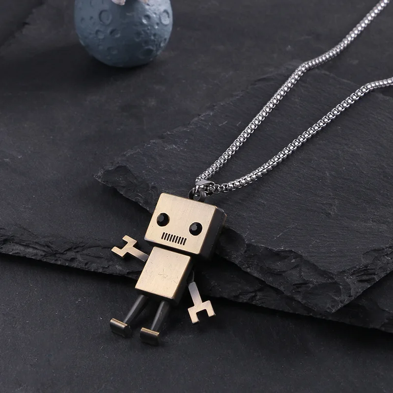 

Men's and women's titanium steel fashion robot necklace trend hip-hop street dance jewelry gift accessories pendant