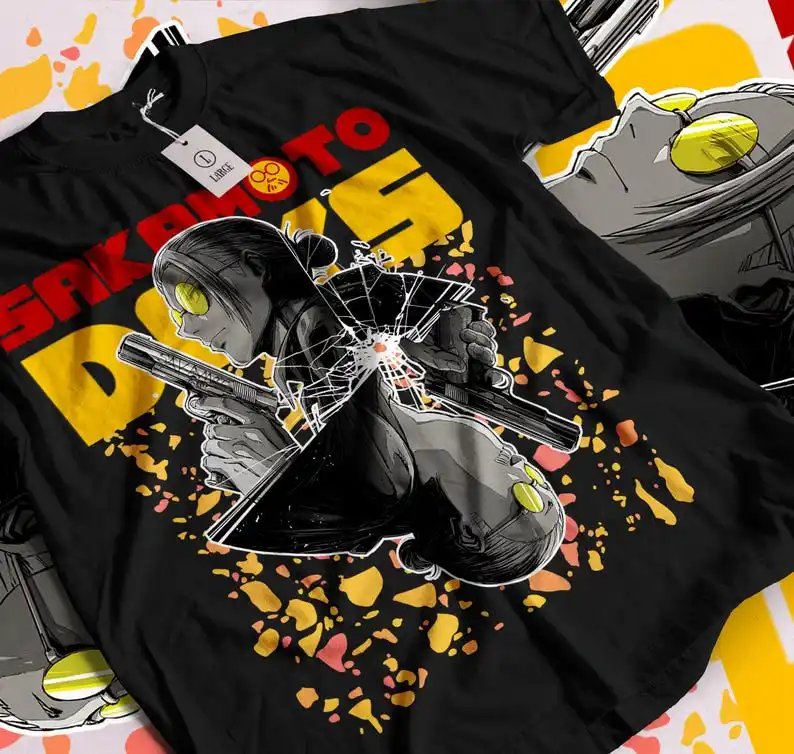 

Sakamoto Daily Tee Japanese Anima Graphic Print T-shirt Round Neck Harajuku Oversized T-shirt Casual Cotton Trendy Unisex Tee