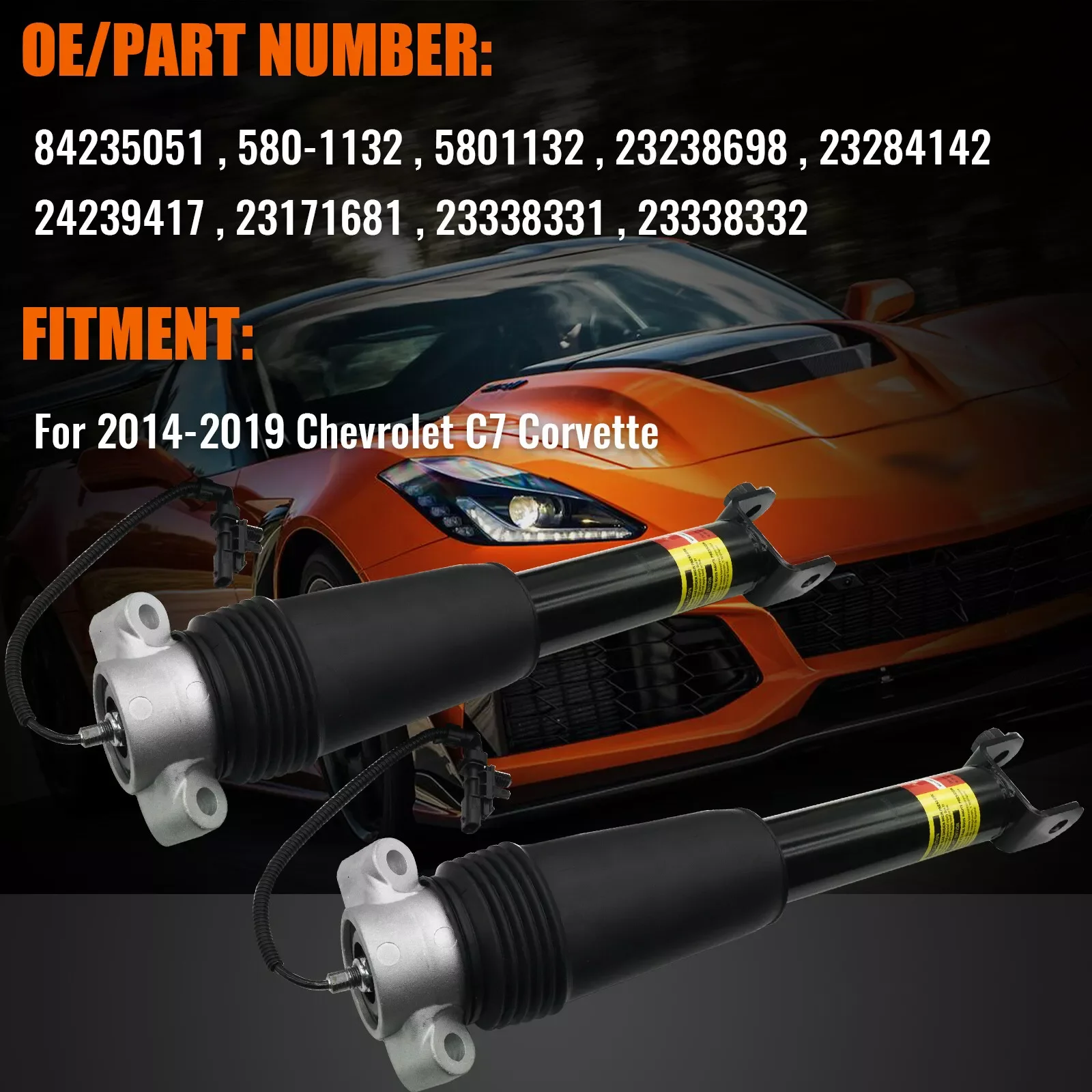 2PCS Rear Left & Right Shock Absorber for Chevrolet Corvette C7 2015-2019 84235051, 23238698 23167236,  23456280