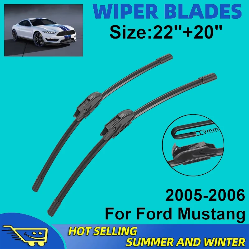 

2PCS Wiper Blades Set Kit For Ford Mustang 2005-2006 Front Windshield Brushes Windscreen Window Accessories