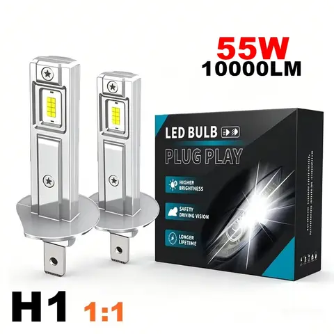 Lampadina LED per Fari Auto 55W Super Luminosa con Chip CSP 6000K 4300K, Mini Senza Ventola, CANBUS, 12V 24V, H1 9012 H7 H11 9005 880 9006