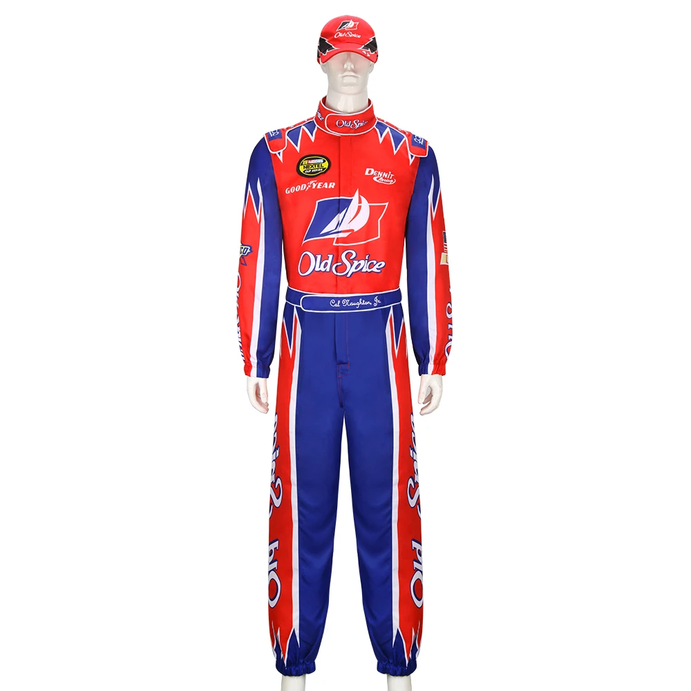 

Cal Naughton Jr Jumpsuit Talladega Nights the Ballad of Ricky Bobby Cosplay Costume Red Old Spice John C Reilly Racing Suit