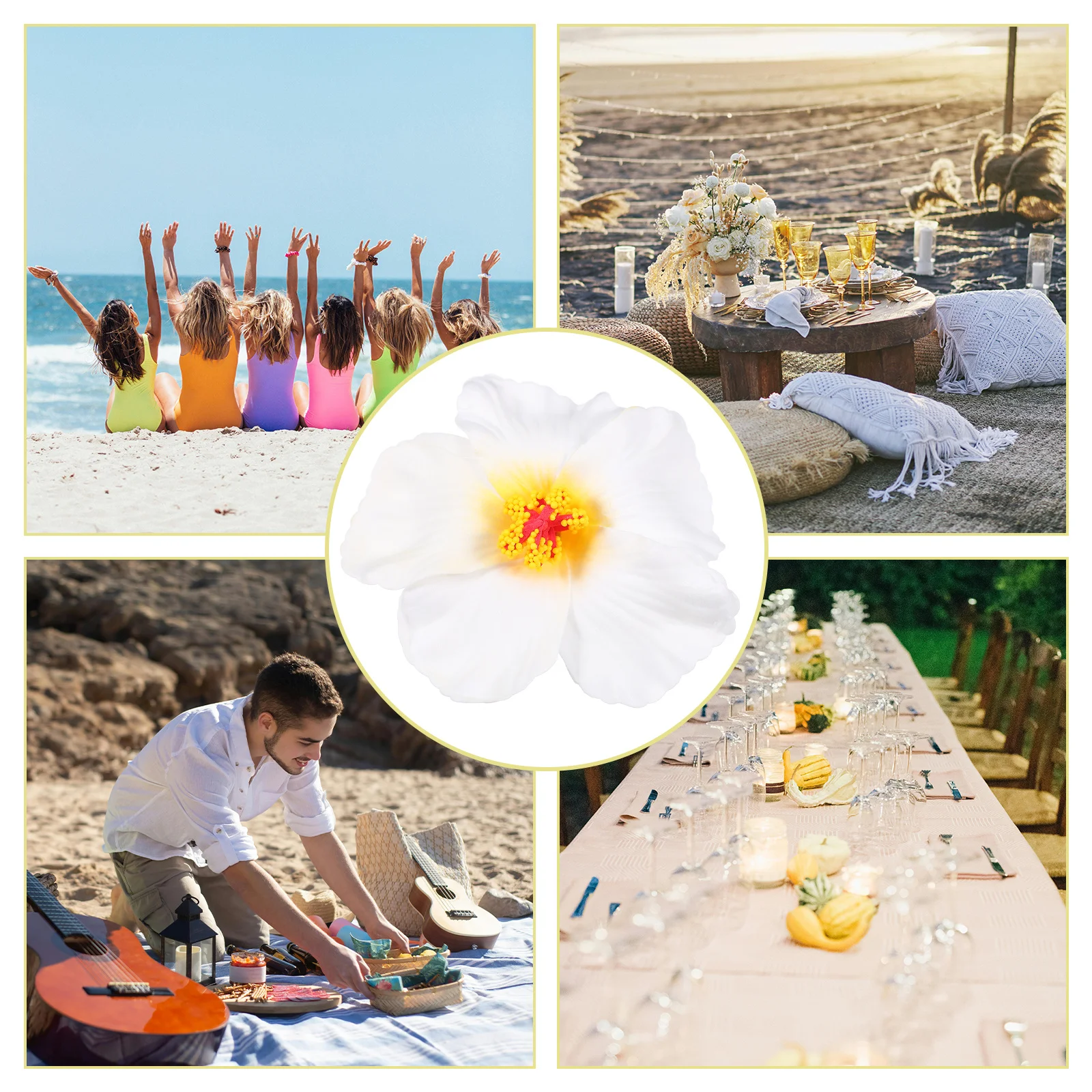 10 قطعة زهور الكركديه الاصطناعية ورد صناعي ديكور لتقوم بها بنفسك هاواي لوا حفلة المنزل الزفاف الاستوائية منضدية الديكور