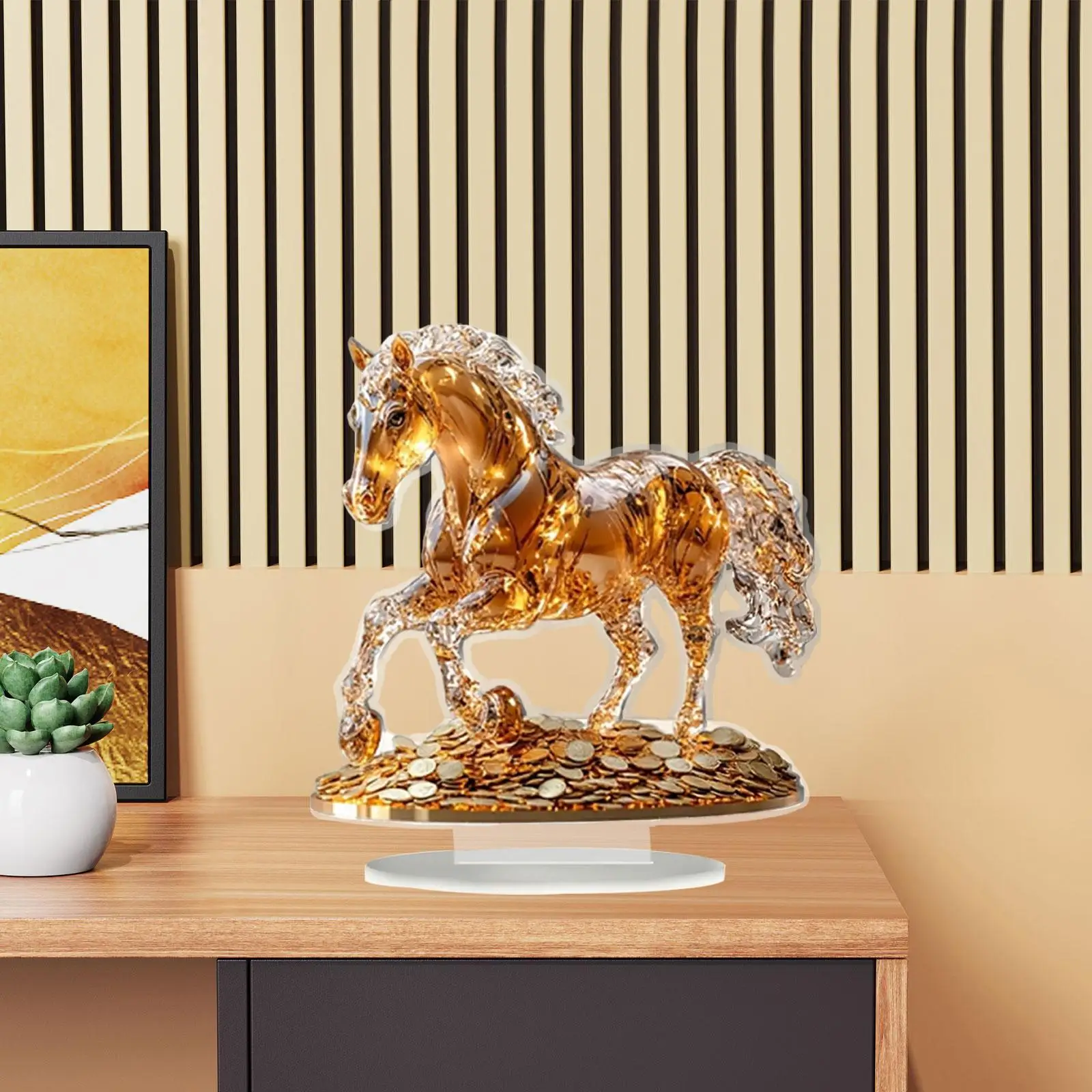 

2D Horse Shaped Acrylic Sign Craft Statue for Indoor Bookshelf Cabinet