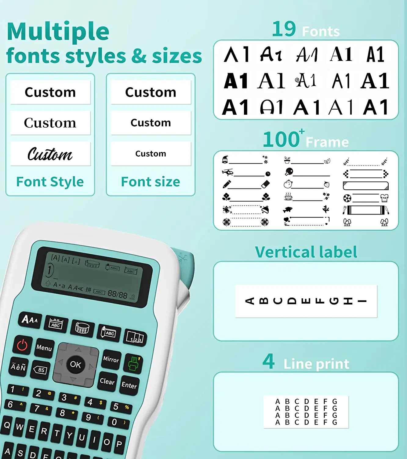 Vixic Handheld Label Maker E1000 Label Printer with QWERTY Keyboard Portable Machince USB Connect for P-touch Label Maker Tze231