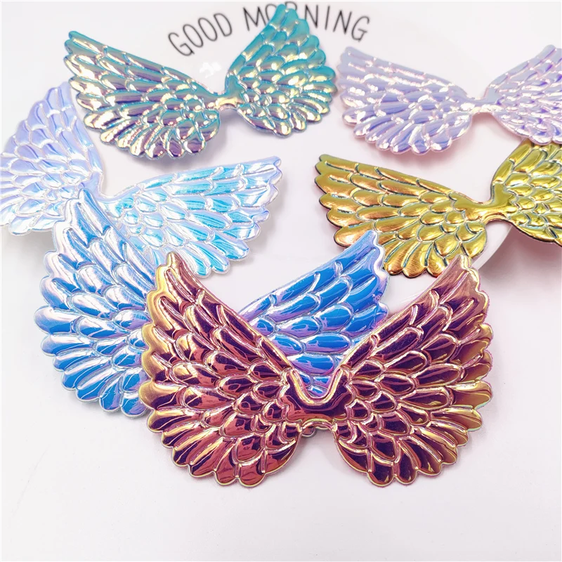 30Pcs Shiny Angel Wing Padded Applique For DIY Baby Hair Clip Hat Headwear Crafts Patches Decor Ornament Clothing Accessories