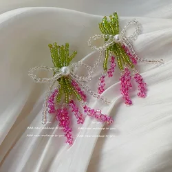 Sweet and light lavender bouquet earrings romantic Korean drama heroine earrings