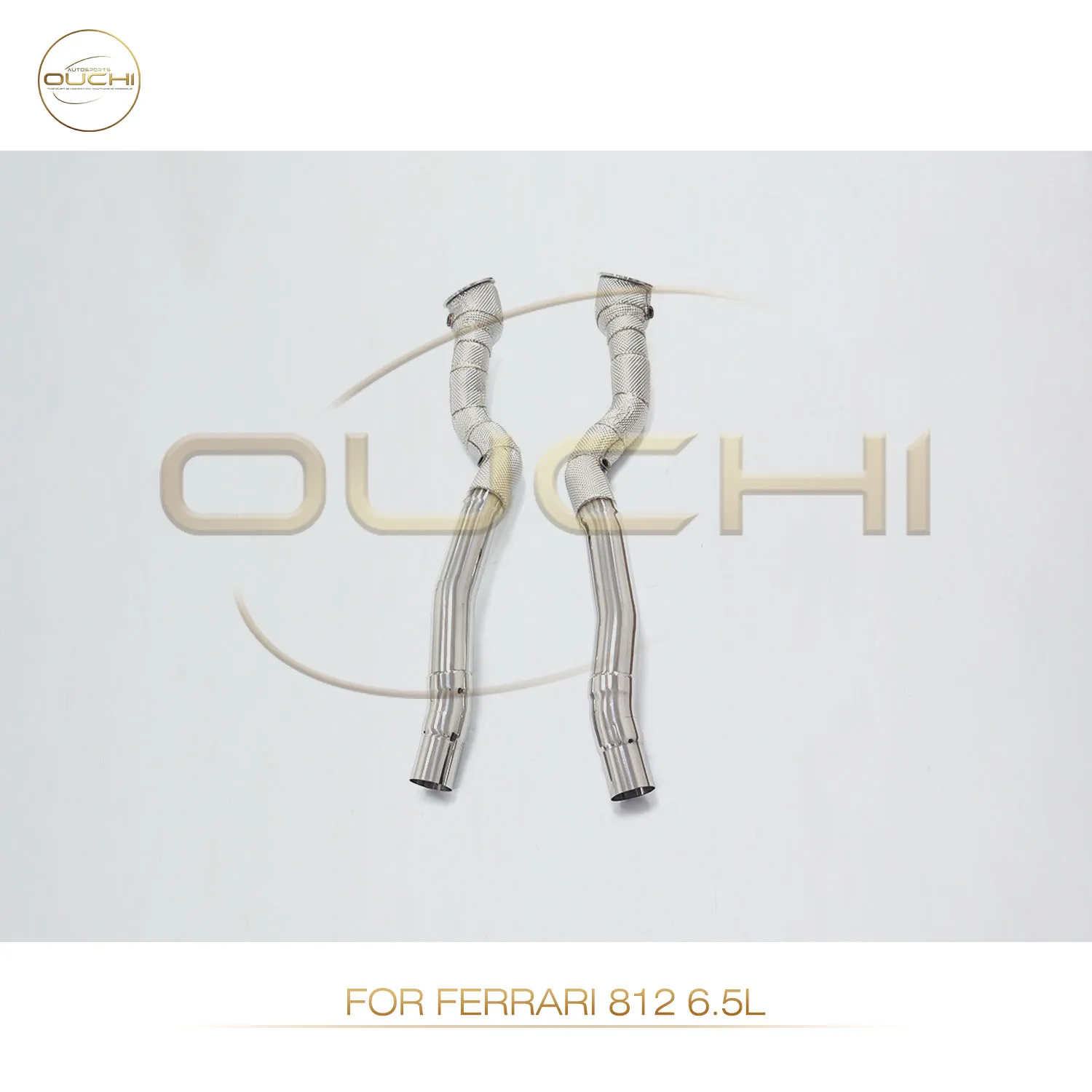 OUCHI Stainless Steel Exhaust System Performance Downpipe For Ferrari 812 6.5L Heat Shield With Cat Auto Parts