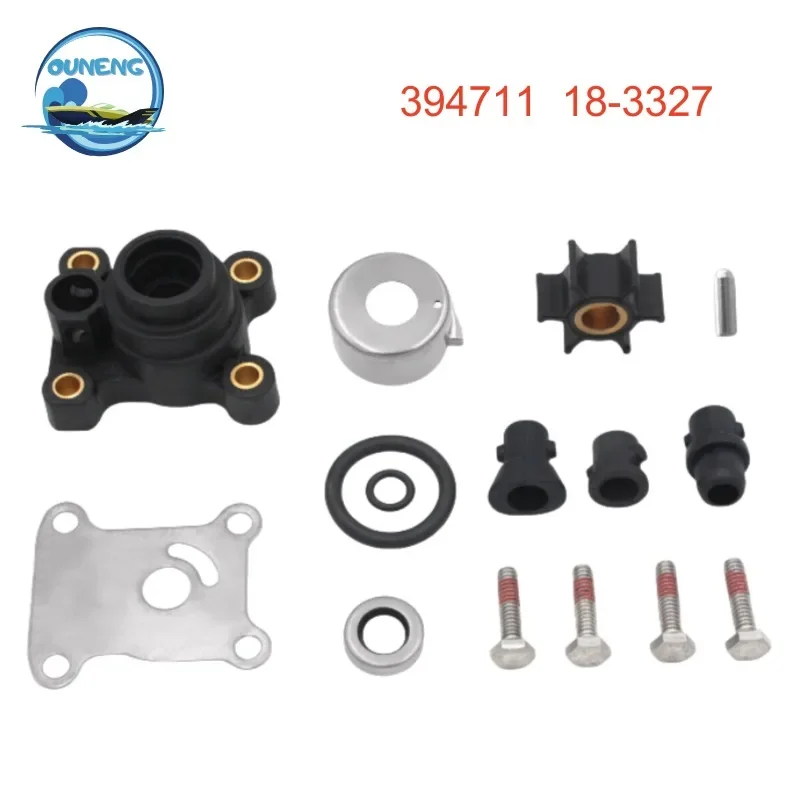 OUNENG Brand NEW 394711 Water Pump Impeller Repair Kit John-son Evin-rude 8-15HP Outboard with Housing 1974-UP 18-3327 0394711