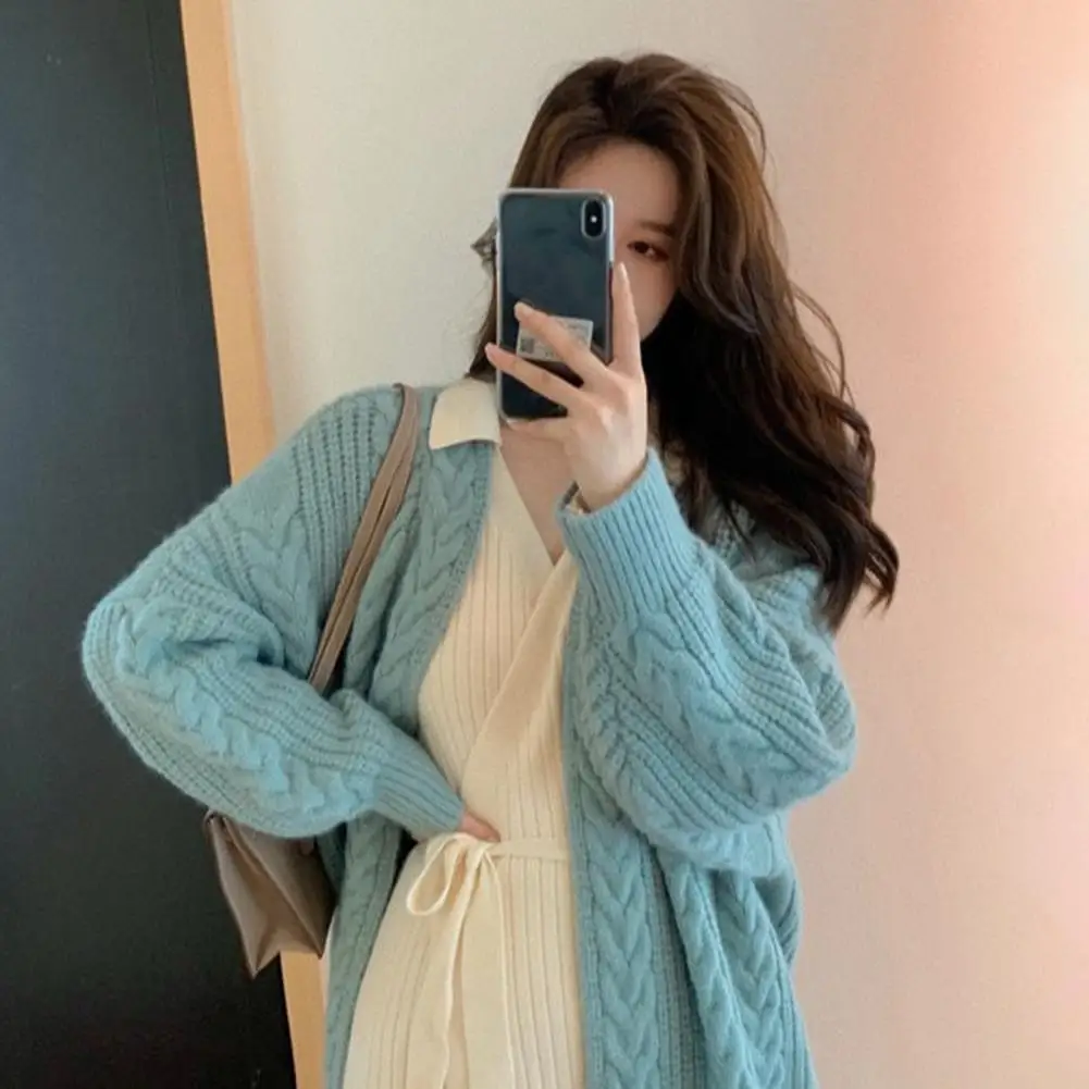 

Повседневный вязаный кардиган, стильный женский кардиган с твист-текстурой и длинным рукавом, удобное вязаное пальто для осени и зимы, верхняя одежда с твист