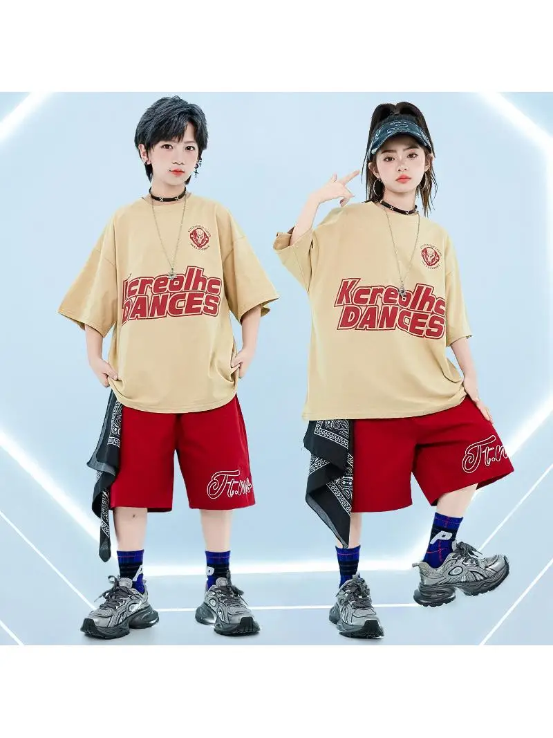 Conjunto de Dança de Rua Hip Hop para Meninos, Camiseta Estilosa e Shorts, Roupas de Performance para Crianças, Conjunto de V...
