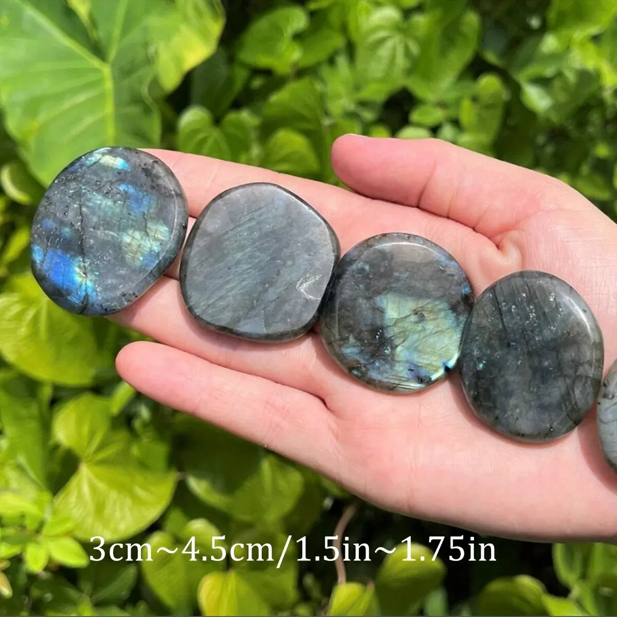 3 Styles Labradorite Palm Stone, Stone Shape Oval Smooth Polished Labradorite Stone, Jewelry Making Accessories