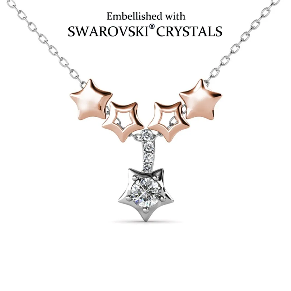 

Ожерелье с подвеской в виде звезды и кристаллов для вечеринки, украшенное кристаллами Сваровски, двухцветное модное женское блестящее привлекательное ювелирное изделие для вечеринок