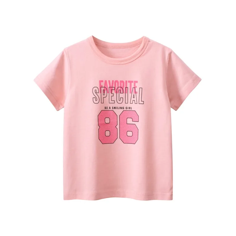 2024 Summer New Letters T-Shirt for Girls Children's Clothing Short Sleeve O-Neck Cotton Top Tees Kids Outfit 2-10Y Dropship