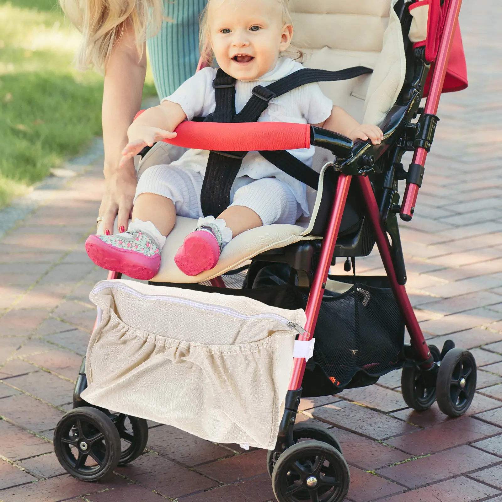 

Baby Stroller Storage Bag Light Yellow Large Capacity Stroller Organizer Hanging Bag Travel Pushchair Storage Basket Essentials