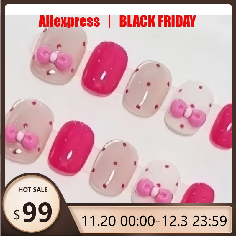 

10 шт. ногти ручной работы с галстуком-бабочкой в горошек, кошачий глаз, прозрачные накладные типсы, подходящие как подарки для девочек и друзей