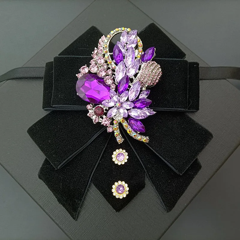 Herren Fliege Samt Strasssteine Handgefertigter Schmuck Geschenke High-End Business Bankett Anzug Hemdkragen Blume Männer Hochzeit Fliege – Detail 7