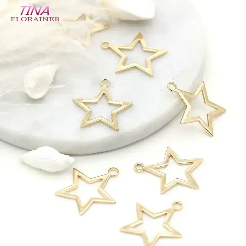 17*19MM 14K Gold  Plated Frosted Stars Pendants For Jewelry Making Handmade DIY Earring Charms Findings Components