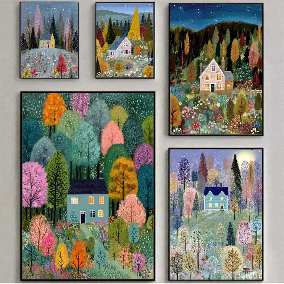 Nouveau kit de peinture diamant 5D, paysage forestier féerique multicolore, mosaïque diamant complète DIY, point de croix, décoration murale pour la maison, cadeau