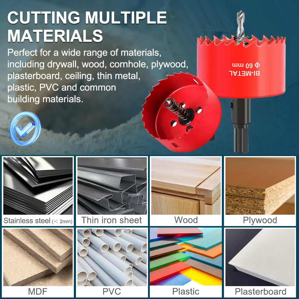 HAMPTON 15-125mm Metall-Lochsägen-Set HSS-Bohrer für Metallbearbeitung, Holz, Kunststoff, Aluminium Werkzeuge DIY-Werkzeugzubehör – Detail 7