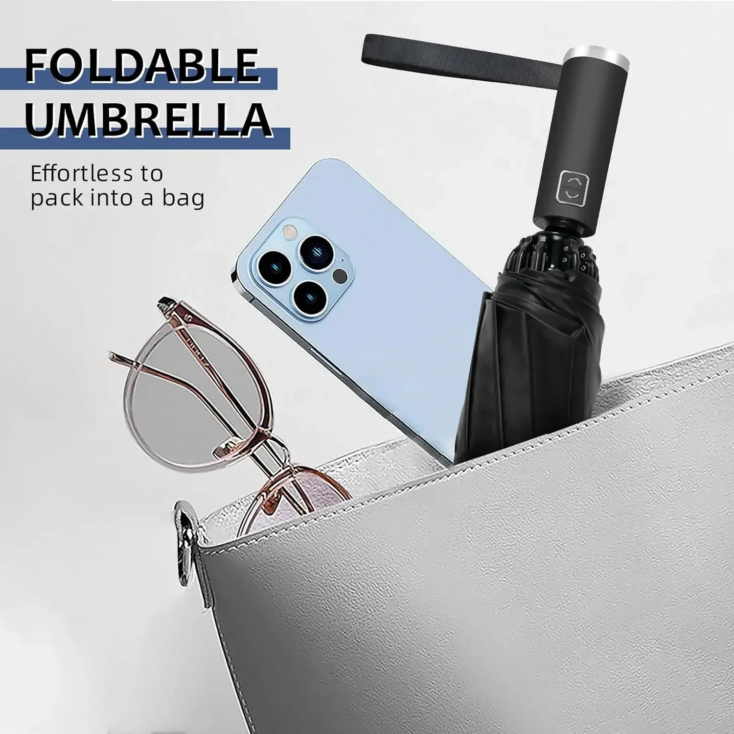 Automatic Open Compact Reverse Umbrella for Rain and Protection Inverted Folding Umbrellas with Reflective Safe Stripe Portable