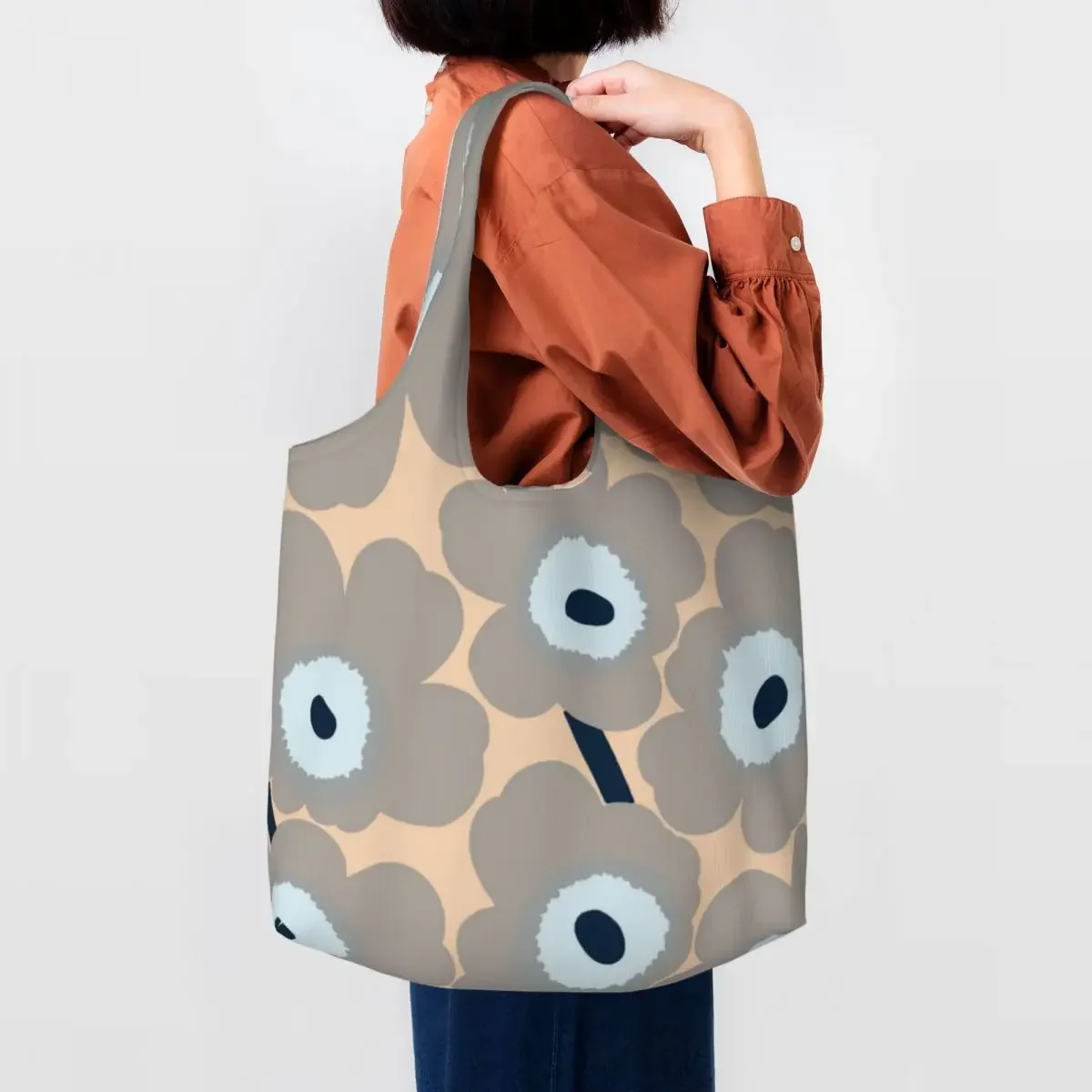 

Custom Little Poppy Print Grocery Shopping Tote Bag Women Fashion Modern Style Canvas Shoulder Shopper Bag Big Capacity Handbags