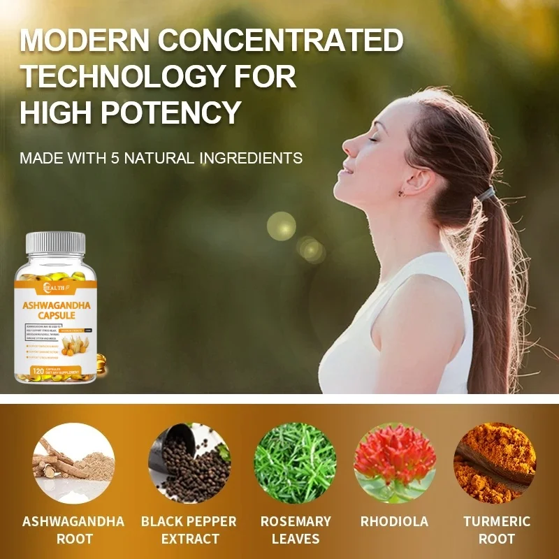 Ashwagandha Extra Capsule Energy & Endurance Supplements Brain&Memory Relief Stress Deep Sleep Vegetarian Care For Adult