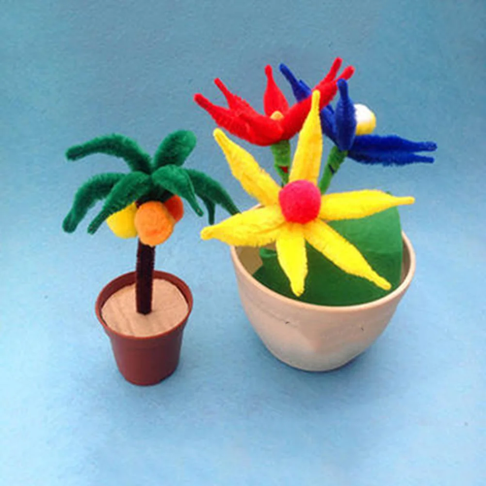 Nettoyeur de tuyaux ondulés, tiges torsadées pour enfants, bricolage, artisanat d'art, métal et soie, fournitures d'activités éducatives créatives faites à la main, 100 pièces