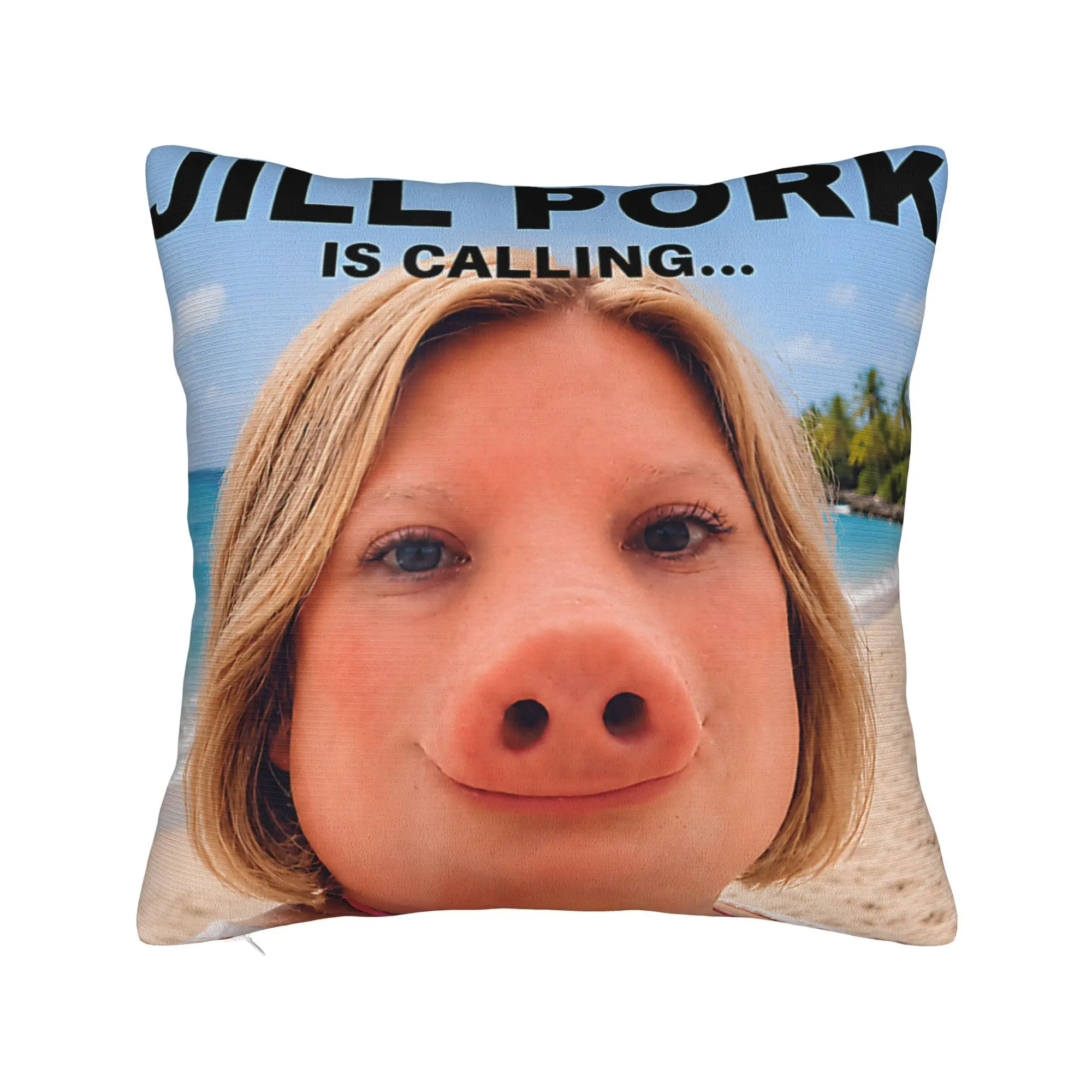 Jill Pork John Pork Funny Calling Phone Shirt Brainrot Pillow Case Kawaii Pillow Cover Comfy Pillowcases For Sofa Car Home Decor