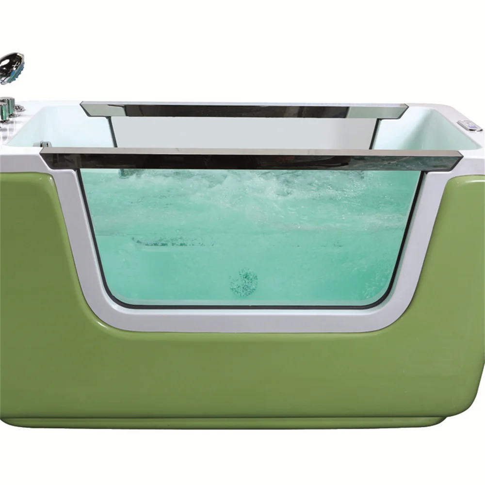 Small Size Thermostatic Baby Spa Bathtub Whirlpool Freestanding Apple Green Color Acrylic Bubble Massage Bath Tub