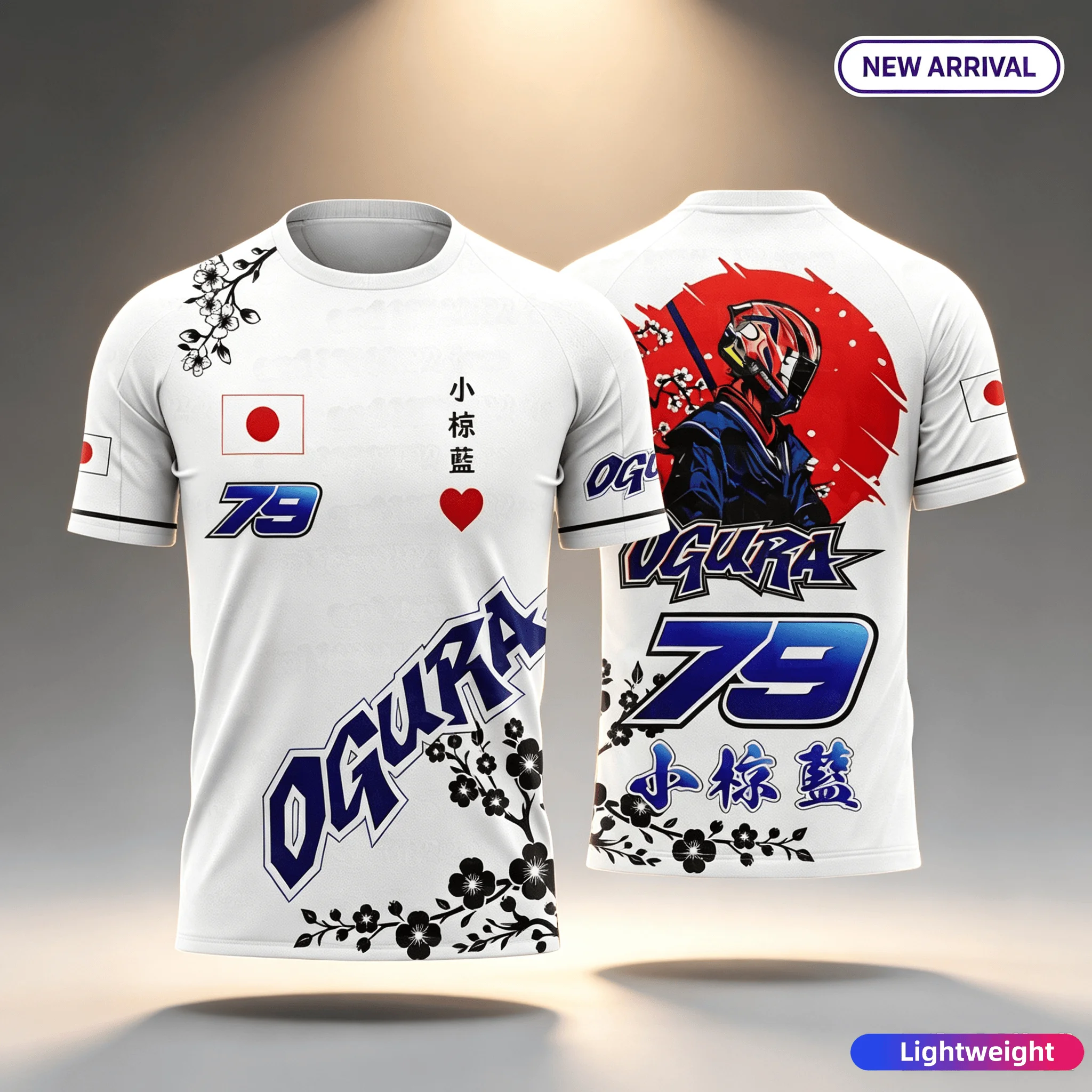 AI Ougra79 Driver's 2026 New Japanese Racing Style T-shirt for Enthusiasts Fashionable and Breathable FamilyMatching Breathable