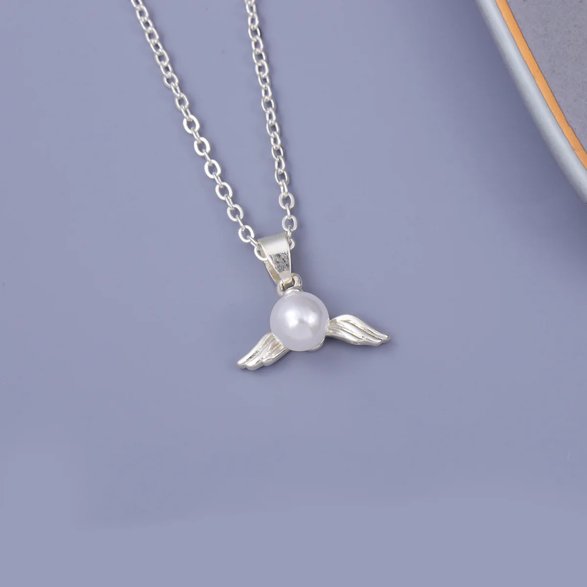 Neue Modische Kreative Personalisierte Perlen 925 Sterling Silber Schmuck Einfache Exquisite Engelsflügel Halsketten XL156