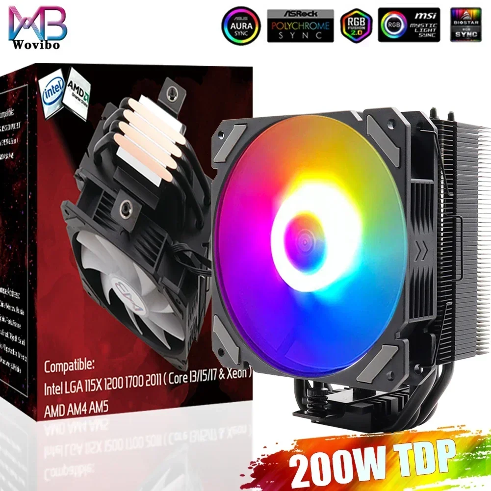

4 Heat Pipes CPU Cooler PWM 4PIN 120mm Fan Radiator for Intel LGA 1150 1151 1155 1200 1700 2011 AMD AM4 ARGB Refrigerador De