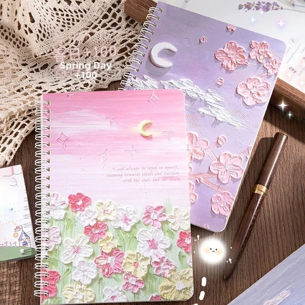 Kawaii Oil Painting Coil Notebook A5 INS Spiral Notebook Notepad School Office Supplies