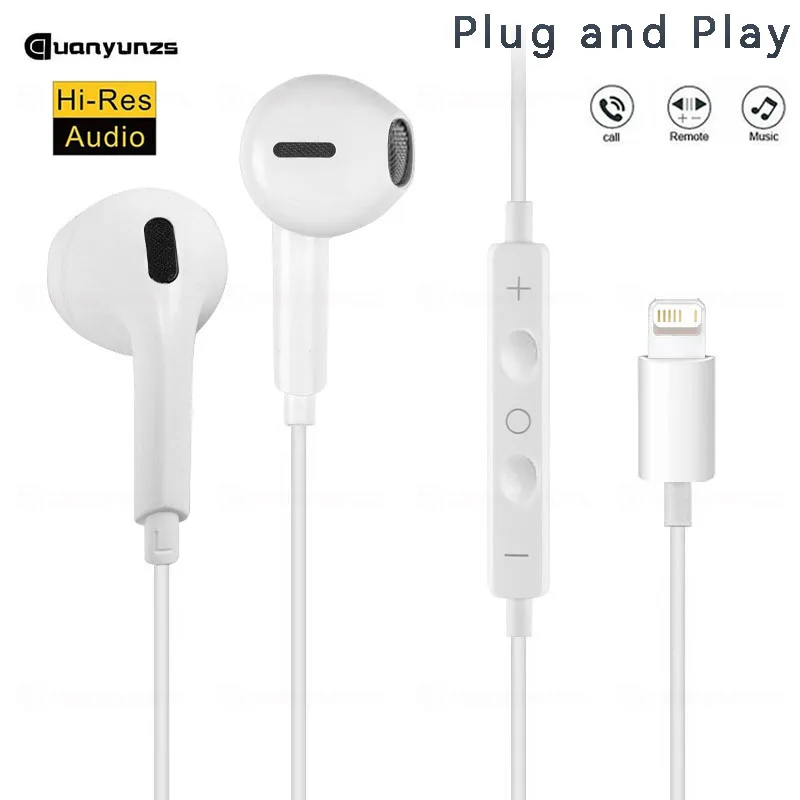 Wired Earphones Type c Earbuds for Apple Lightning Headphones with Line Iphone 5 6 8 7 Plus X XS MAX XR 10 11 12 13 14 Pro 15 16