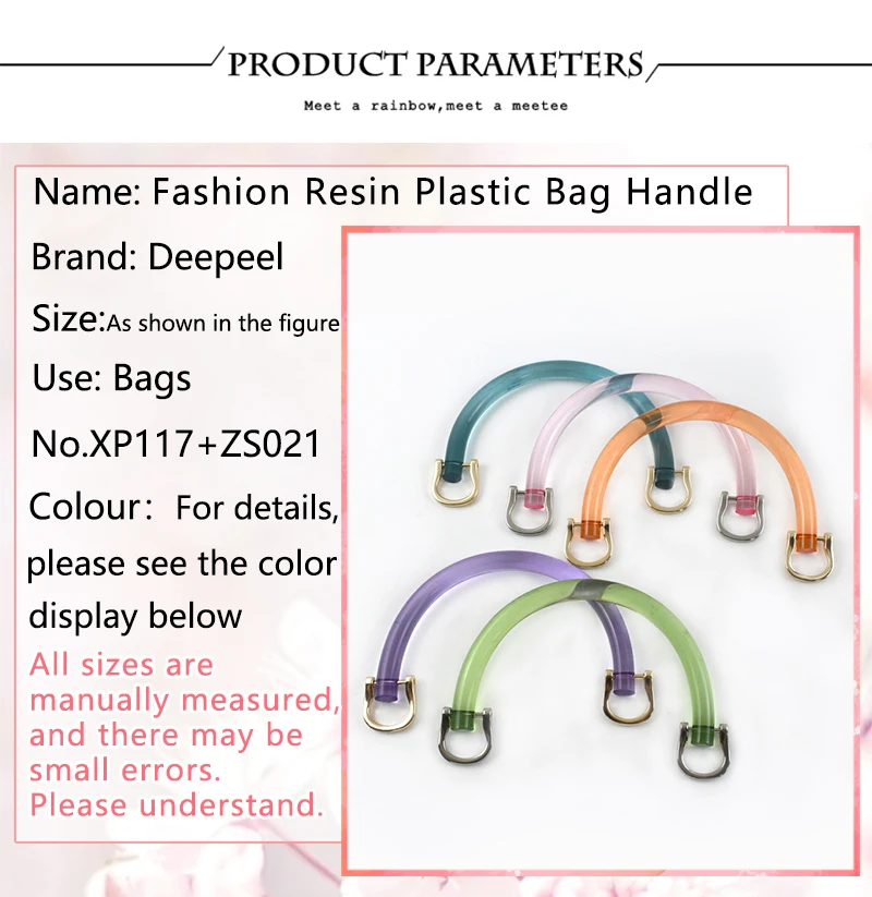 2/4Pcs U-shaped Plastic Bag Handle Acrylic Transparent Purse Frame Kiss Clasp Women Handbag Woven-bag Replace Bags Accessories