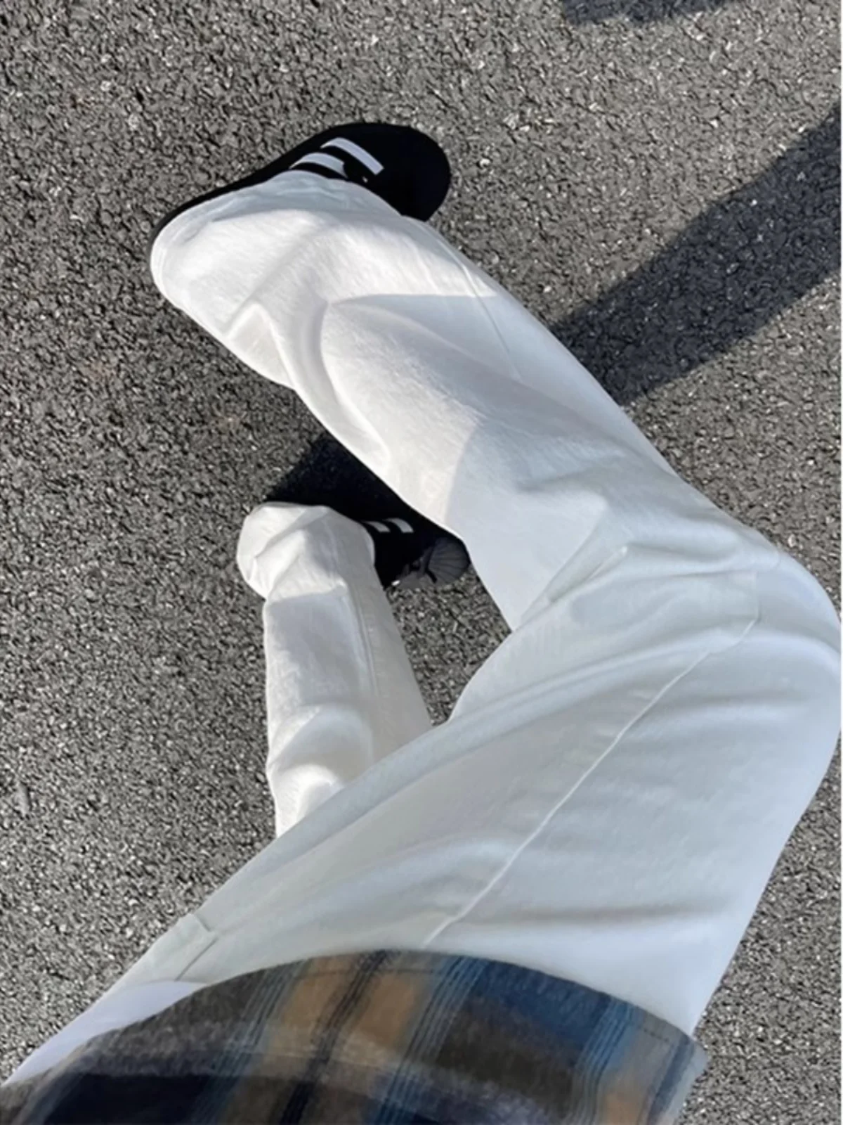 

Cleanfit White Soft Jeans Men's Autumn New American High Street Vibe Straight Leg Micro Flare Long Pants Casual Loose Fit
