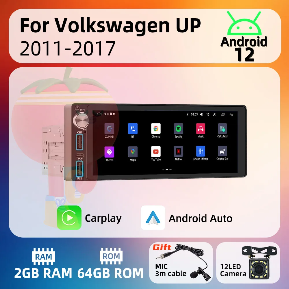 

Carplay 6.86" Screen Multimedia 1Din Android Car Radio for VW Volkswagen UP 2011-2017 Head Unit Autoradio Navigation GPS Wifi