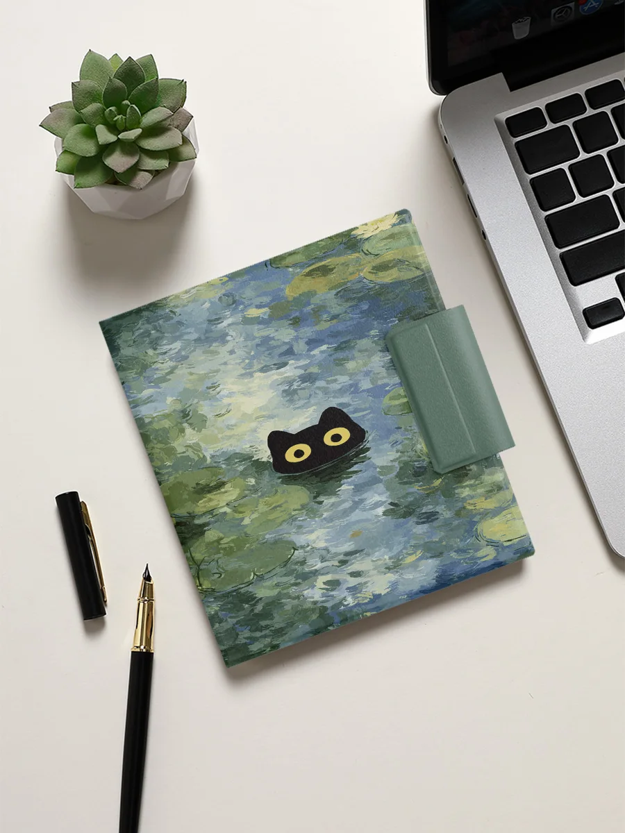 Magnetyczne etui Twosheep do Bigme B7 Bigme B7pro 7 cali, bezramkowe, ultracienkie, z funkcją automatycznego usypiania i budzenia, styl Monet i motyw kota. — zdjęcie produktu 7