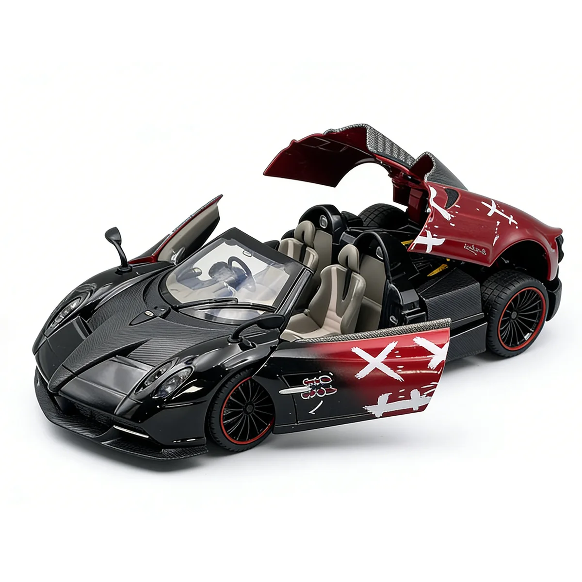 NIEUWE 1:24 Pagani Huayra Roadster Gemodificeerde Auto Legering Model Auto Geluid en Licht Trek kinderen Speelgoed Collectibles verjaardagscadeau