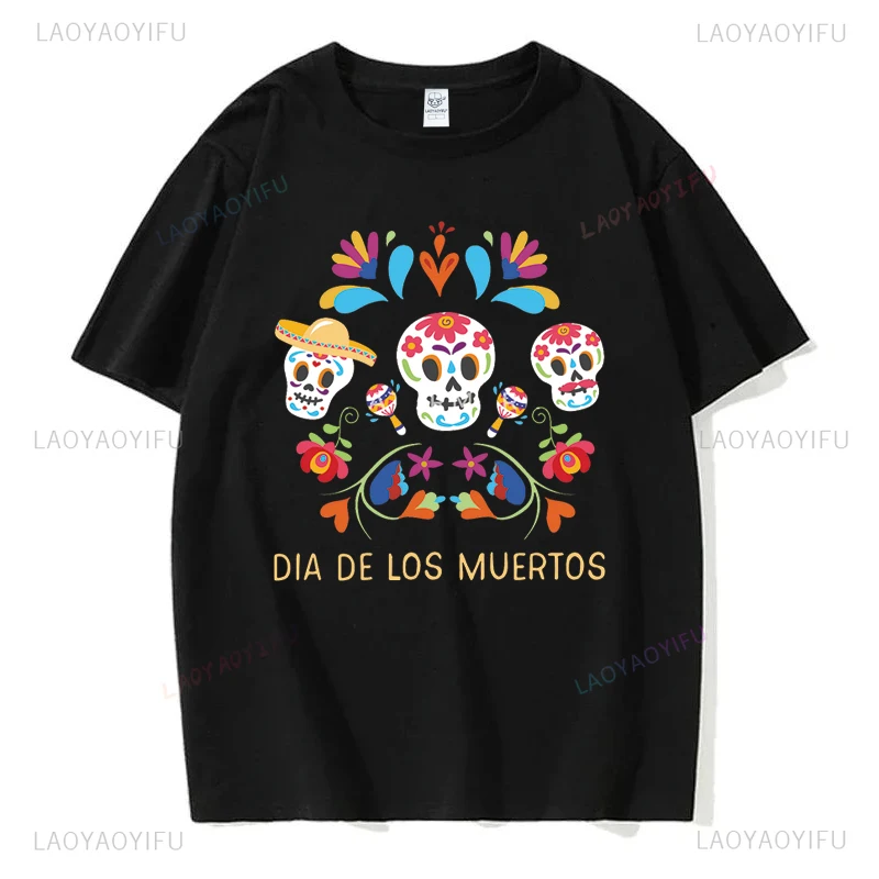 Mexican Day of The Dead Women T Shirt Printrd Rose Catrina Goddess O-Neck Short Sleeve Cotton Streetwear Y2k Clothing for Girls