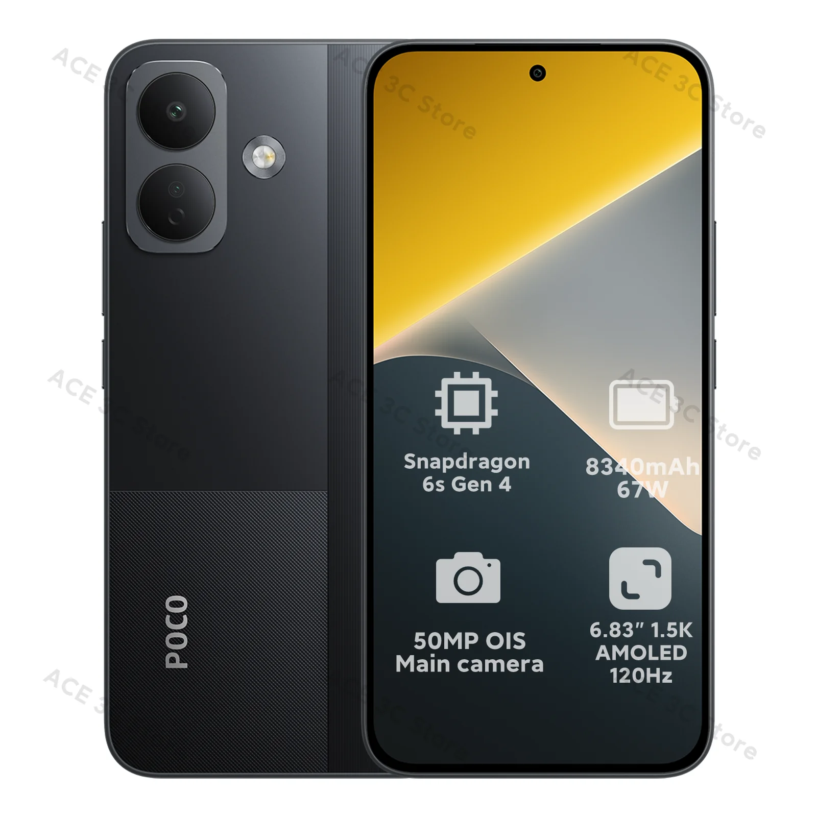 Globale versie POCO X8 Snapdragon 6s Gen 4 smartphone, 8340mAh batterij, 67W HyperCharge, 50MP hoofdcamera met OIS, 6,83" 1,5K ultrahelder AMOLED-scherm, IP68, POCO mobiel