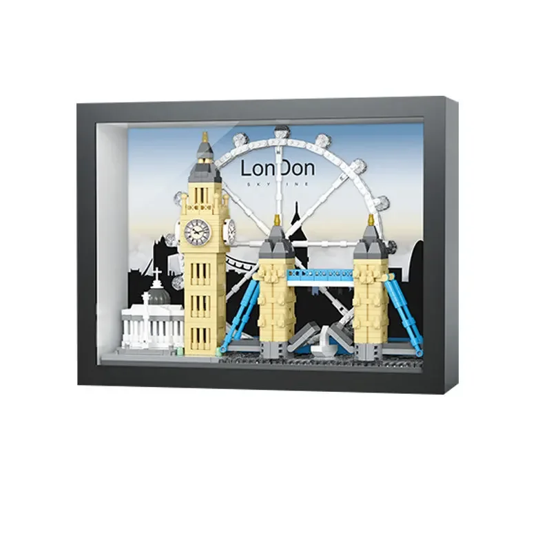 Skyline Photo Building Block City View Lindon New York เซี่ยงไฮ้ปารีสดูไบประกอบ 3D รุ่น Mini อิฐของเล่นสําหรับตกแต่งบ้าน
