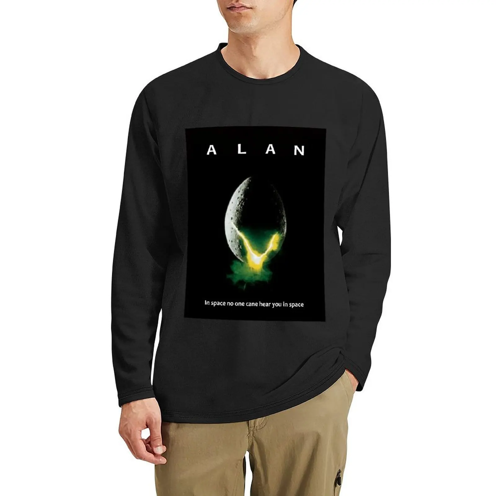 

Alan in Space no one can hear you in space Long T-Shirt hippie clothes vintage t shirt fitted t shirts for men