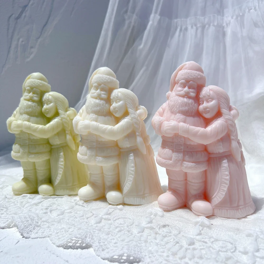 Mr. and Mrs. Santa Candle Mold Father Christmas Resin Silicone Mold Kriss Kringle Plaster Gypsum Mould Christmas Art