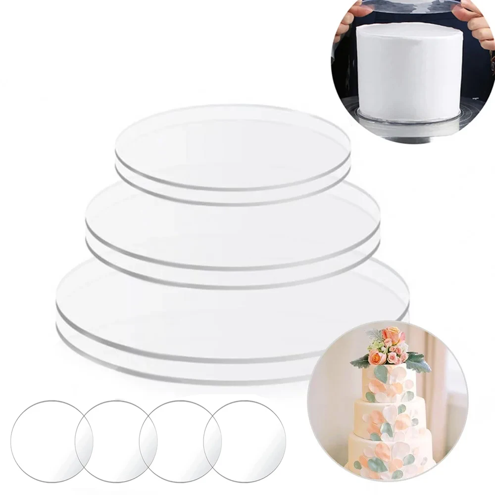 

2/3PCS Reusable Acrylic Cake Disc Round For Layered Cake Decorating Tool Plate Blank Acrylic Topper Happy Birthday Cake Base