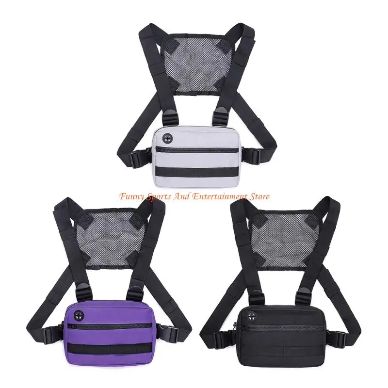 C4DE Adjustable Chest Pack Running Backpacks Chest Bag For Cycling Hiking
