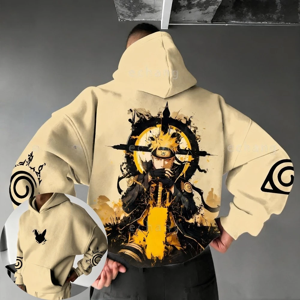 Bluza z nadrukiem anime Naruto, nowość na jesień/zimę 2025, modny, luźny sweter w stylu japońskim Harajuku dla kobiet i mężczyzn.
