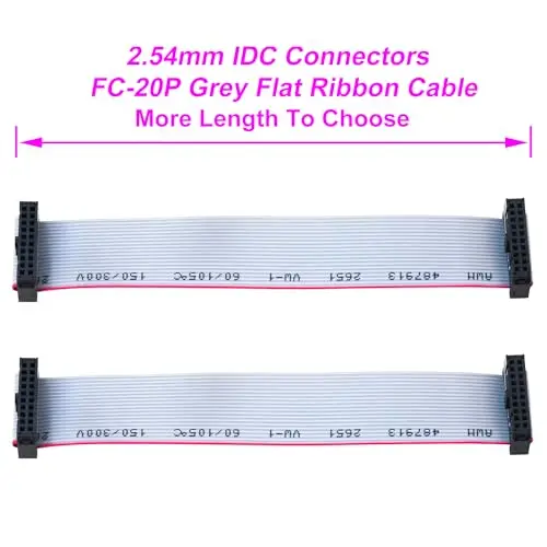 

2.54mm IDC Flat Ribbon Cable 20-Pin Female to Female IDE Extension Cable 30cm 3PCS Wire Connector for Electronics PC Cable