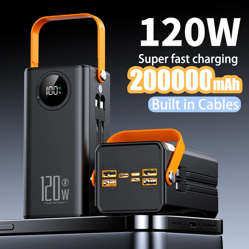 

120 Вт Power Bank, сверхбыстрая зарядка, 200000 мАч, сверхбольшая емкость, внешняя запасная батарея для мобильных устройств для Iphone Xiaomi Samsung